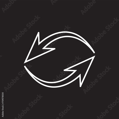Repeat icon vector. Refresh icon sign symbol vector. Reload arrow vector icon illustration isolated on black background