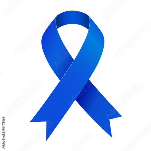 Colorectal Cancer Awareness Month. Blue ribbon. Vector illustration isolated on a white background