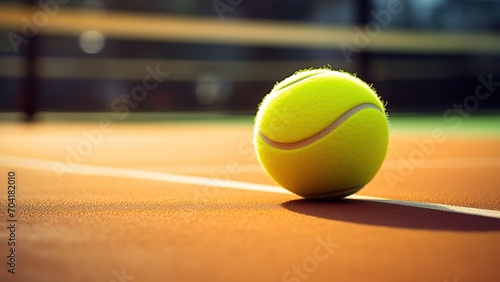Close-Up of a Tennis Ball on a Clay Court © Wahyu