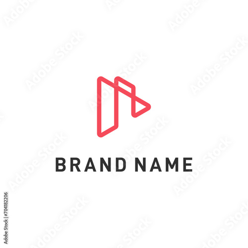Play Button Logo Design with Letter I