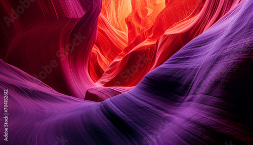 Vibrant Red and Purple Waves of Antelope Canyon: The Artistic Play of Light and Shadow in Nature's Gallery