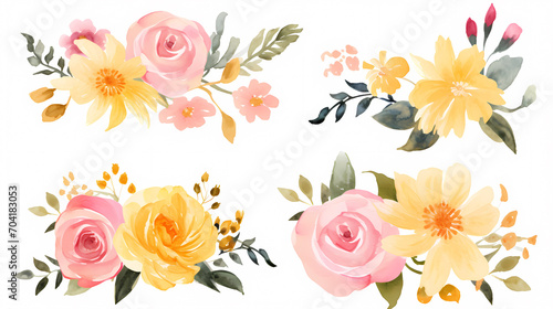 Floral frame with watercolor flowers  decorative flower background pattern  watercolor floral border background