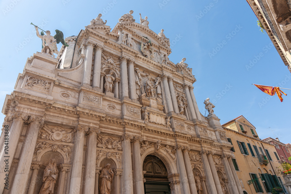 Church of Santa Maria del Giglio facade in Venetian baroque architectural style
