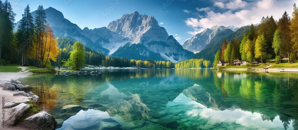 Majestic Alpine Lake with Mountain Reflection