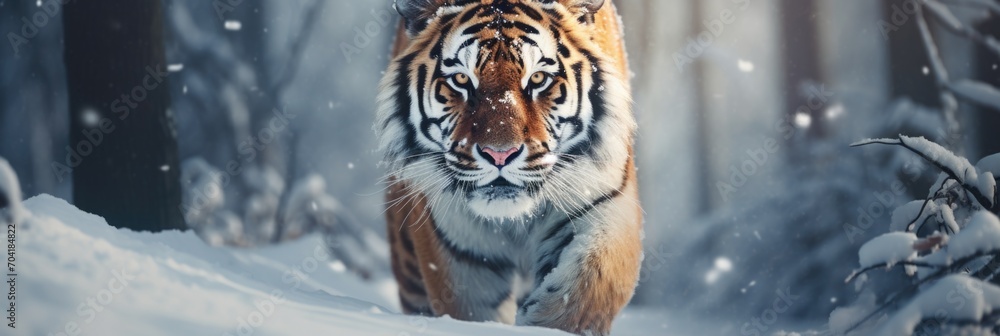 Tiger in the snowy forest
