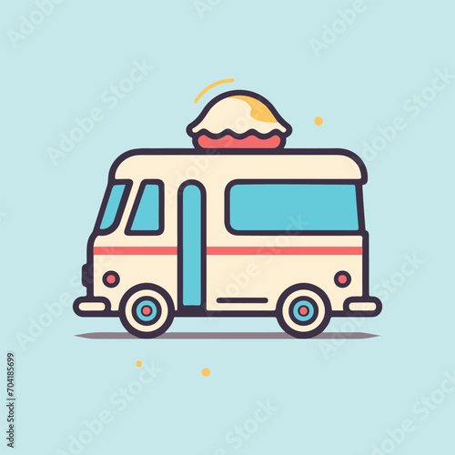 Food truck sellers. Foodtruck vendors takeaway meal street festival, icecream bus burger popcorn pizza coffee store car splendid vector illustration of truck food
