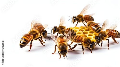 a group of honey insects on a white background with copy space, empty space © Kpow27