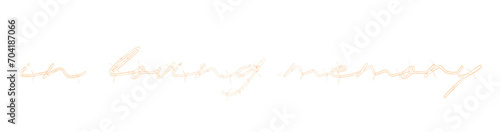 Metalic gold IN LOVING MEMORY text, barbed wire 3d render effect, isolated on transparent background, PNG, high quality.