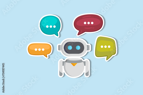Chatbot online service to answer questions with machine learning or AI artificial intelligence, NLP neural language processing concept, smart robot talking with speech bubble, dialog on conversation.