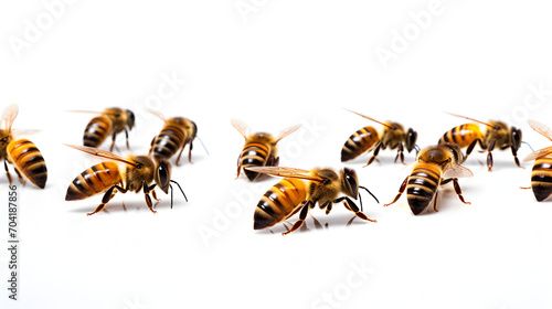 a group of honey insects on a white background with copy space, empty space © Kpow27