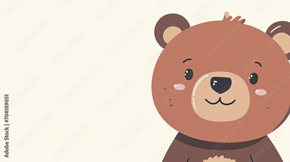 Cartoon simple graphic banner of a brown bear, with copyspace on a light background Cartoon simple graphic banner of a brown bear, with copyspace on a light background