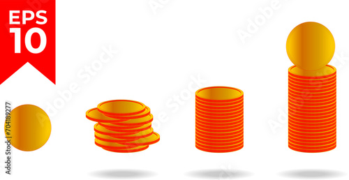 Coins stack vector illustration, flat coin money stacked icon flat, golden penny cash pile