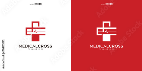 Medical cross logo template, health care icon, doctor clinic symbol, hospital logo design