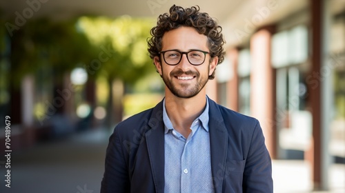 Portrait of a smiling young professional man wearing glasses