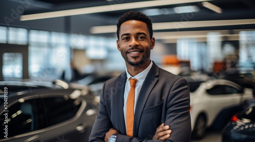 Portrait of a Confident Car Salesman in a Showroom © duyina1990