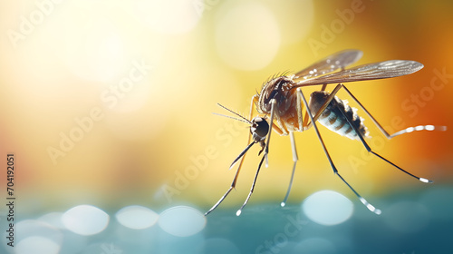 Mosquitoes on a bright background with copy space close up view
