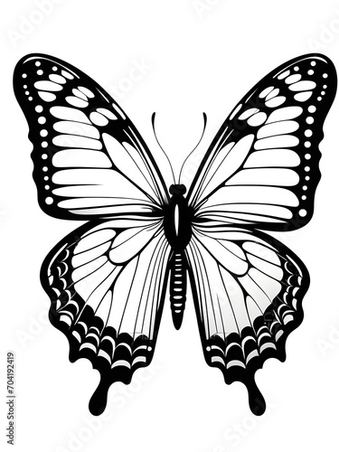 Butterfly Black and White Illustration © OKIN