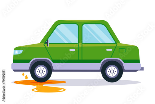 car oil leak. flat vector illustration