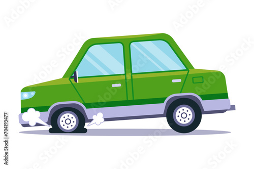 broken car wheel. flat tire. flat vector illustration