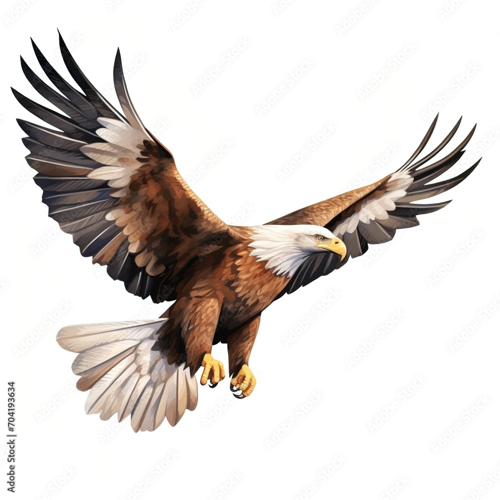 Obraz premium A majestic bald eagle soars through the sky