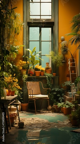 Indoor Garden with Plants and a Chair