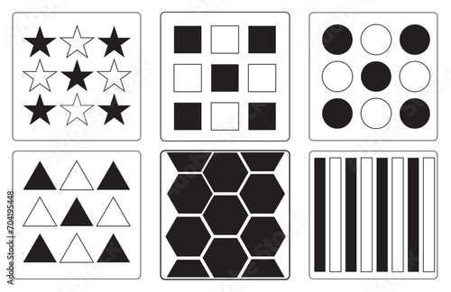 Infant Visual Stimulation Patterns, Black and white flash card with high contrast for baby vector