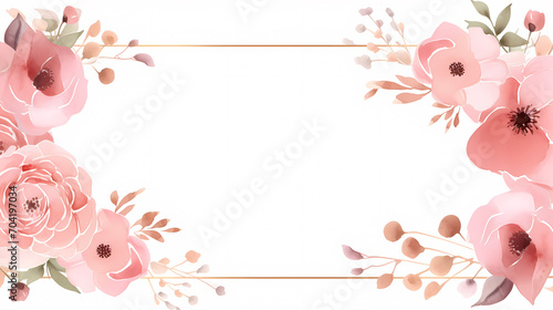 Floral frame with watercolor flowers, decorative flower background pattern, watercolor floral border background
