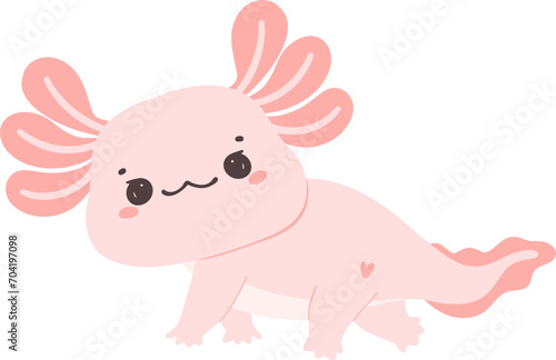Cute baby Axolotl Mexican walking fish in pink