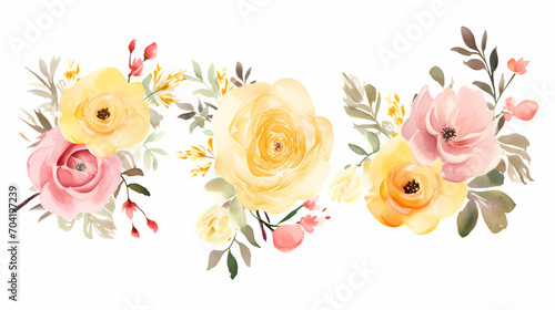 Floral frame with watercolor flowers, decorative flower background pattern, watercolor floral border background © Derby