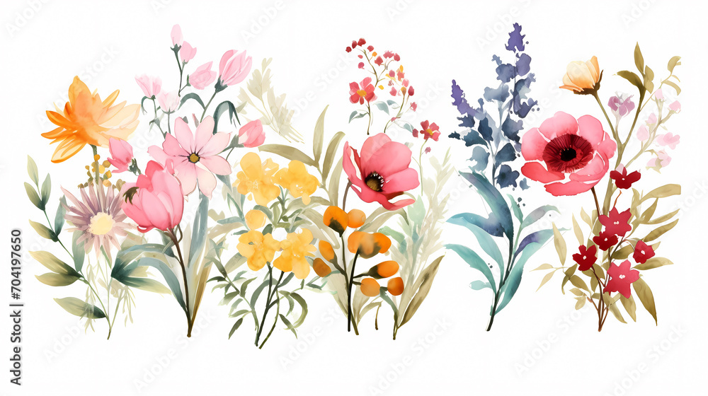 Floral frame with watercolor flowers, decorative flower background ...
