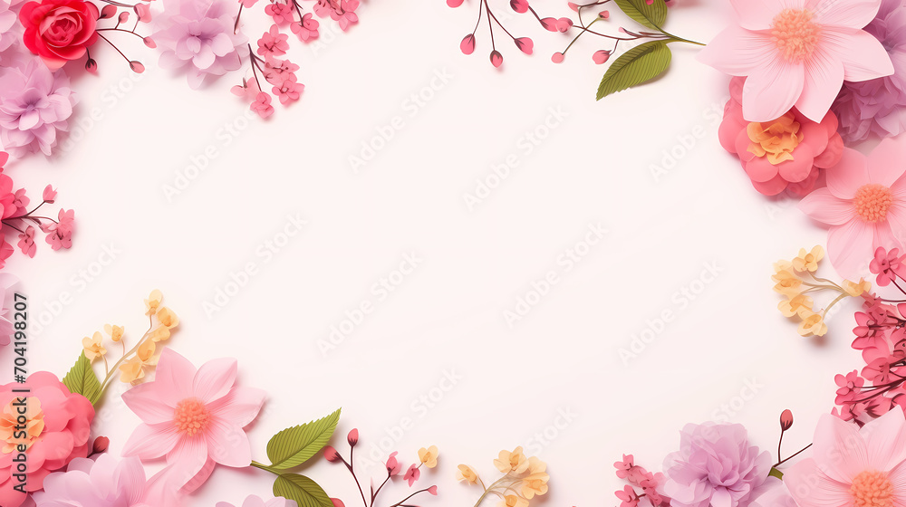 Floral frame with decorative flowers, decorative flower background pattern, floral border background