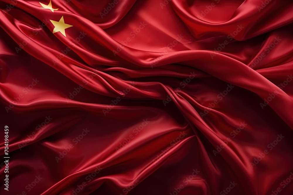 Obraz premium Red silk fabric with five stars