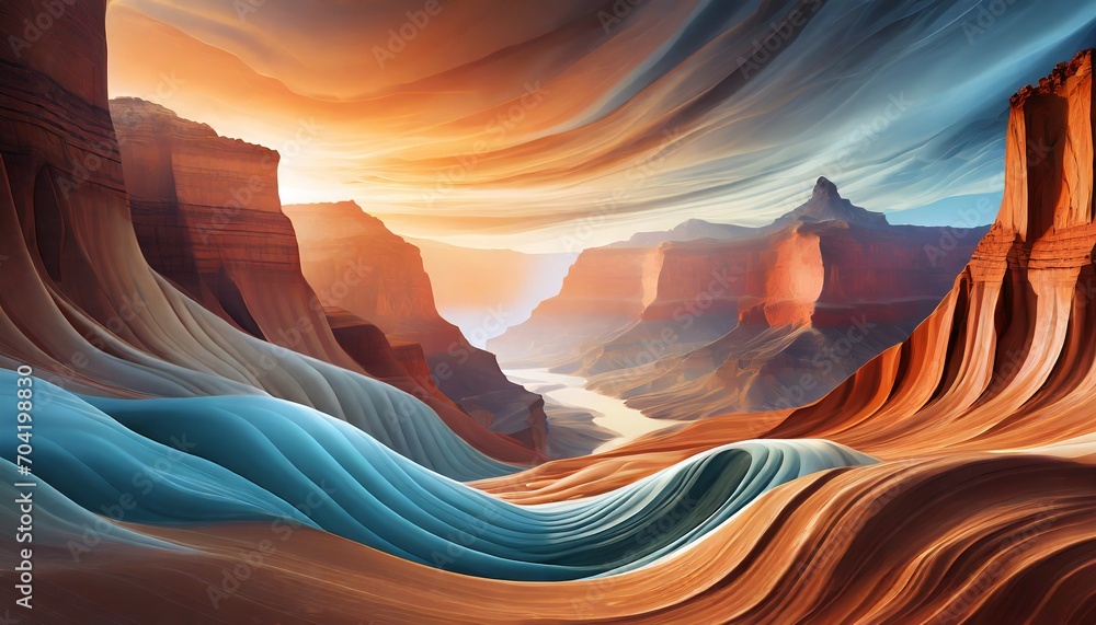 Dreamscape like waves in the canyon colorful dream like