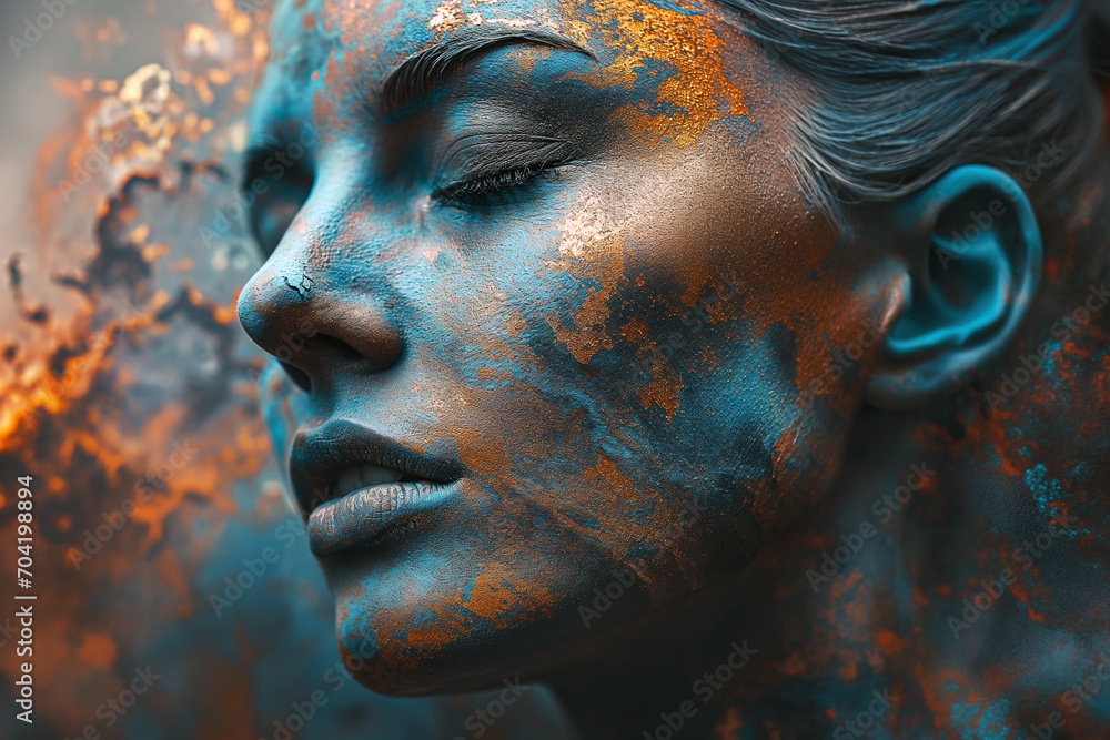 Close up Portrait of a Women With Paint on her Face
