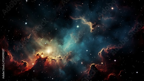 Galactic Nebulae  Vivid Hues of Magenta and Sapphire Wallpaper Background Illustration