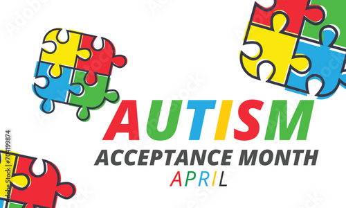 Autism acceptance month. background, banner, card, poster, template. Vector illustration.