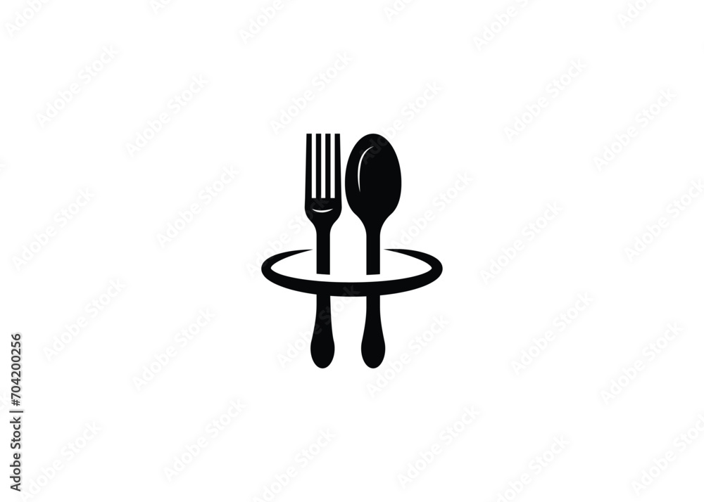 Minimal fork and spoon vector logo design template Minimal fork and spoon vector logo design template