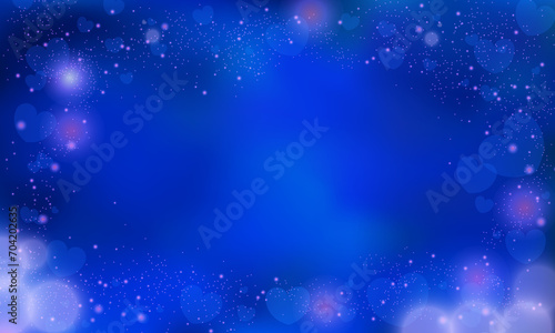 Vector blue blur hearts on a glowing background