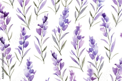 Purple seamless botanical spring flower pattern leaf floral background watercolor meadow