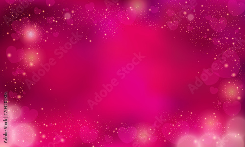 Vector pink blur hearts on a glowing background