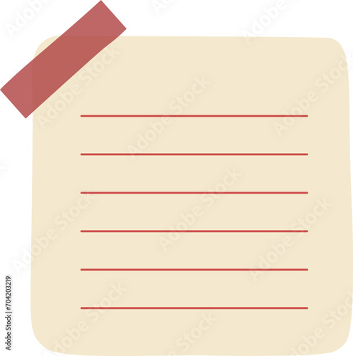 Taped Square Paper Note with Writing Lines