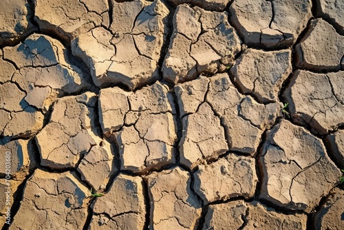 Cracked dry earth texture in a desert landscape