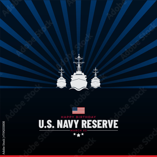Happy Birthday US Navy Reserve March 03 Background Vector Illustration