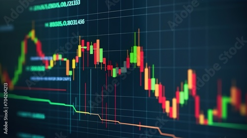 Close-up of Stock Market Monitor with Focus on Graphs