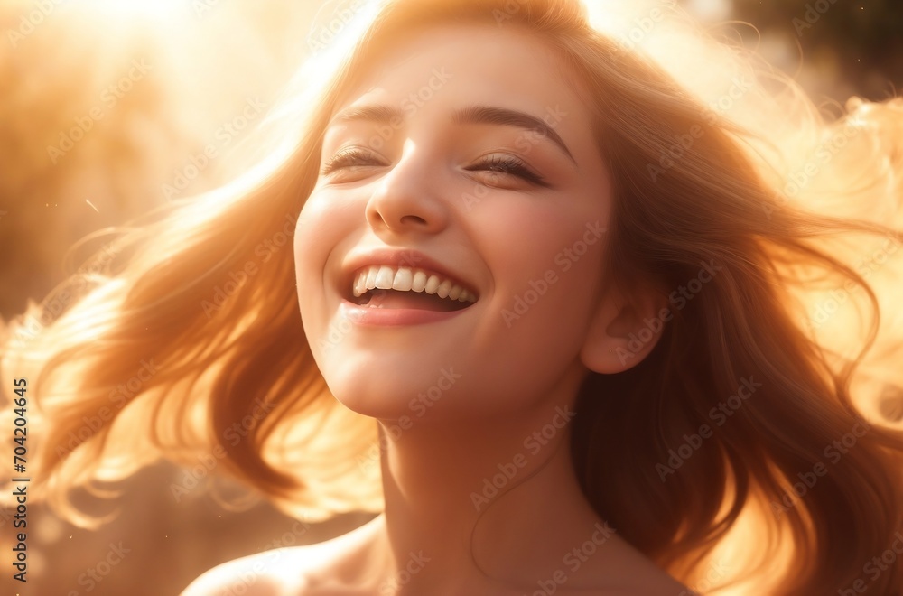 A serene moment captured during the golden hour; the sunlight illuminates and accentuates the flowing hair with a warm glow. A serene moment captured during the golden hour; the sunlight illuminates and accentuates the flowing hair with a warm glow.