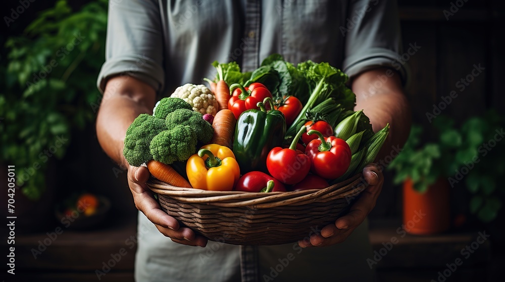 Fototapeta premium Fresh Organic Vegetables in a Basket