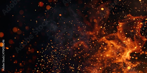 blazing fire and fire particles on a dark background
