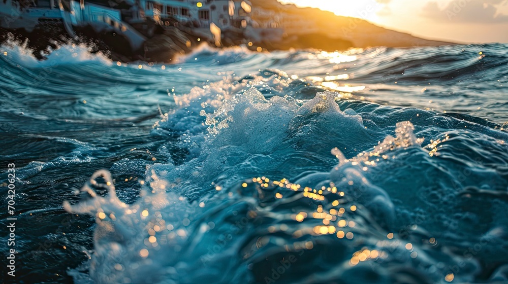 Obraz premium Blue Water Wave Line Pattern Background, Wallpaper Pictures, Background Hd