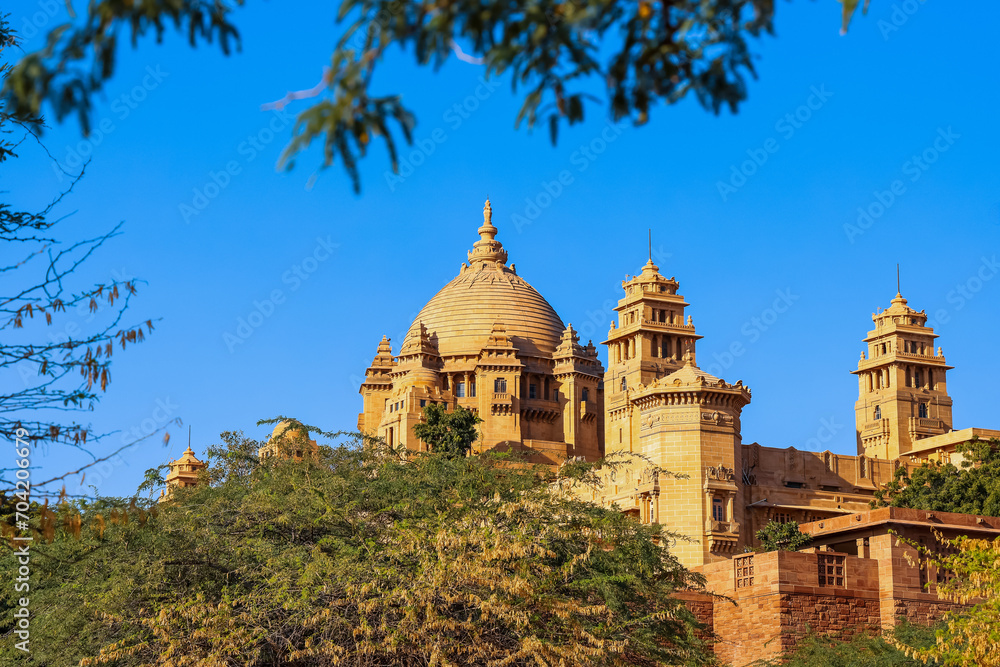 Famous Umaid Bhavan palace in Jodhpur, Rajasthan, India.