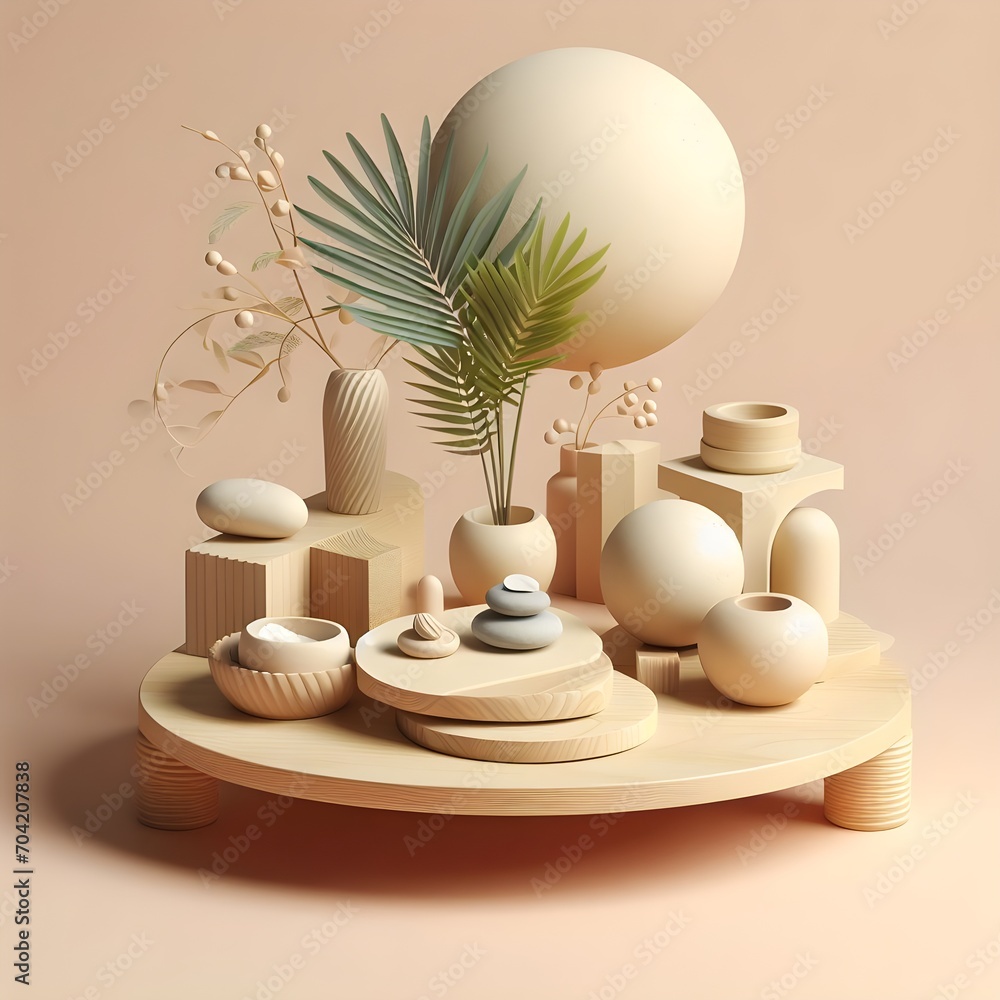 Nature's Balance, Table with Rocks and Plant Nature's Balance, Table with Rocks and Plant